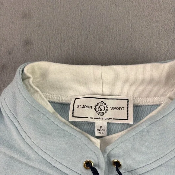 St John Sport Sweater Womens Size P (Small) Blue Pullover Pocket‎ Long Sleeve - Picture 5 of 10